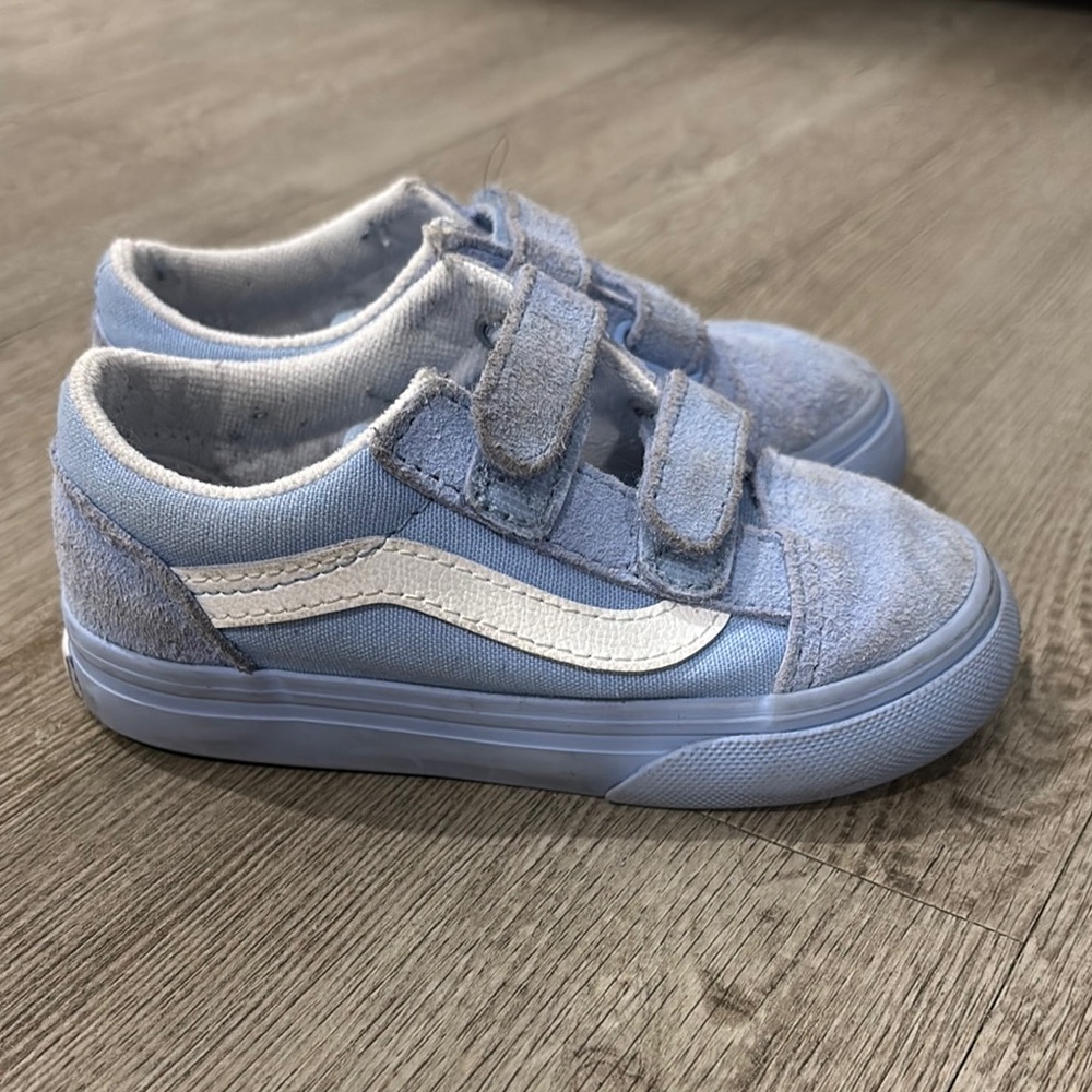 Vans Blue and White Sneakers with Velcro Straps